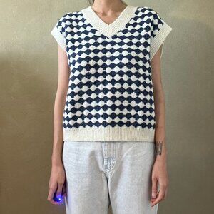 K-Brand Classic/Preppy Jacquard V-Neck Knit Vest